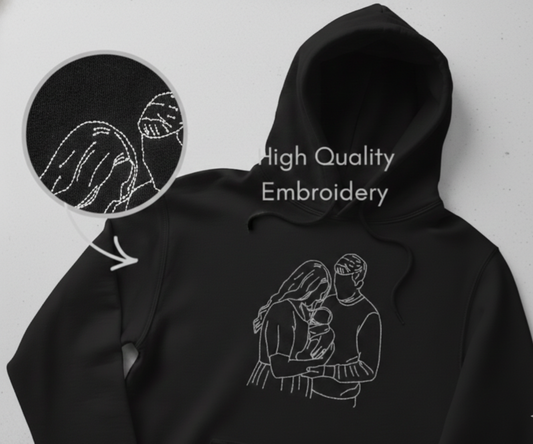 Moment Stitched in Time- Custom Photo Outline Embroidered Hoodie