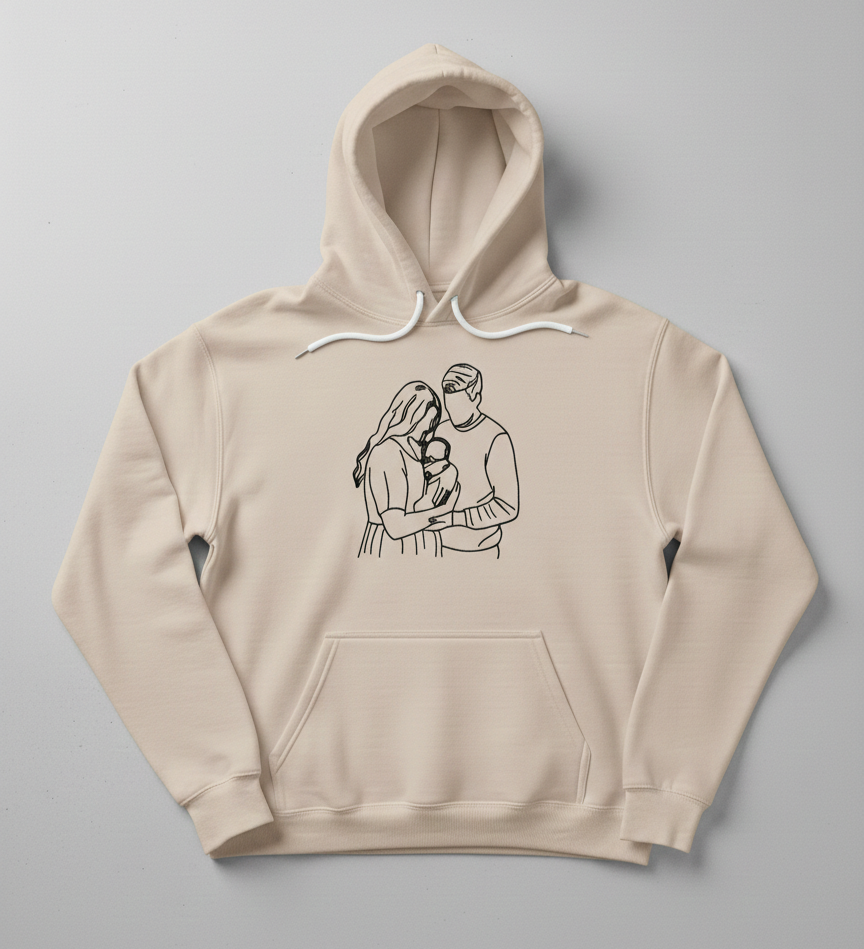 Moment Stitched in Time- Custom Photo Outline Embroidered Hoodie