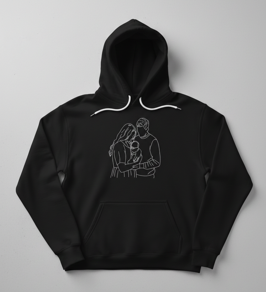 Moment Stitched in Time- Custom Photo Outline Embroidered Hoodie