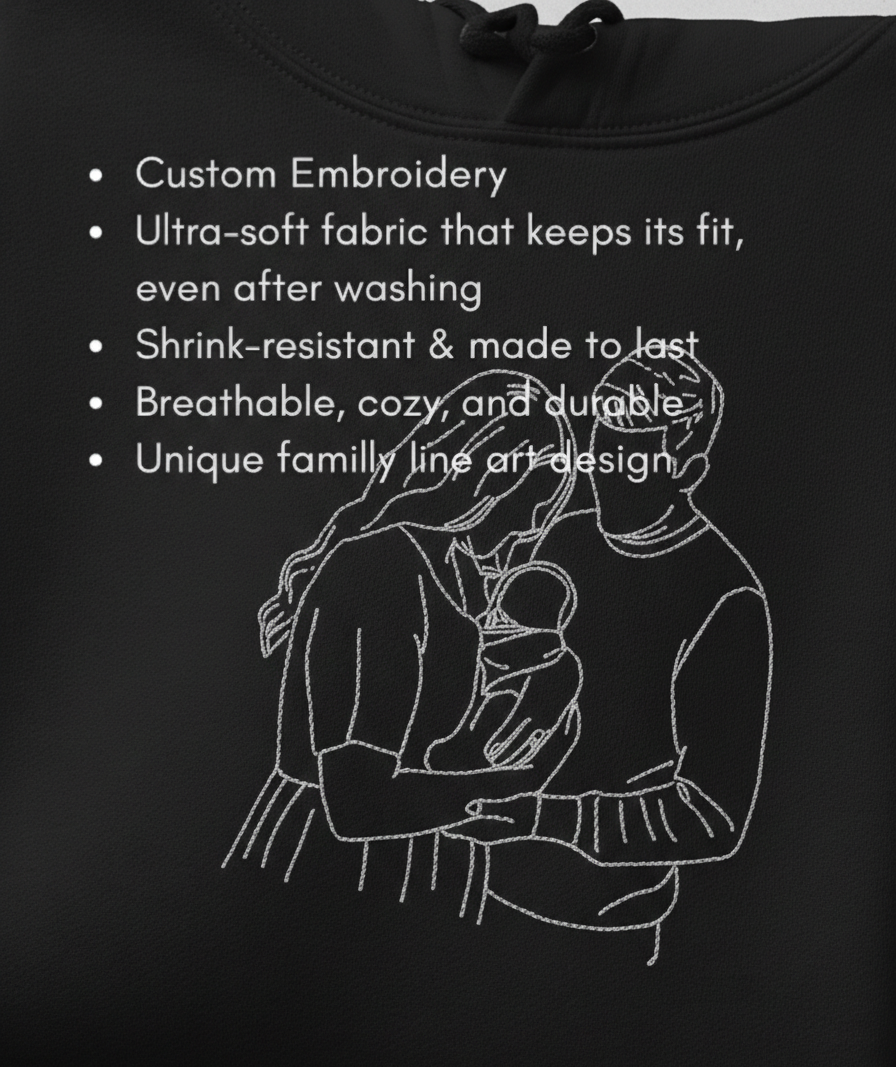 Moment Stitched in Time- Custom Photo Outline Embroidered Hoodie