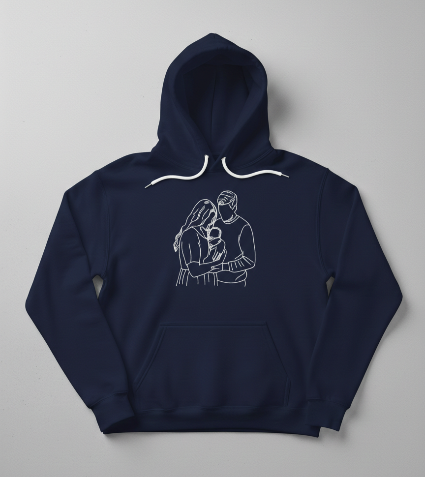 Moment Stitched in Time- Custom Photo Outline Embroidered Hoodie
